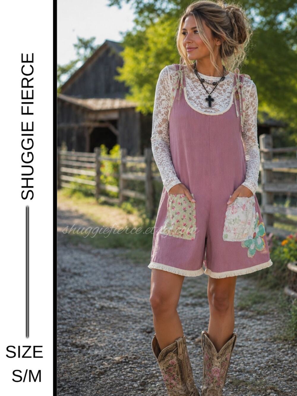 ✨ Shuggie Fierce One-of-a-Kind Upcycled Romper | Cottagecore Boho Lace | S/M ✨